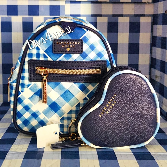 Bath & Body Works GINGHAM BACKPACK & HEART COIN PURSE Set - Picture 1 of 5